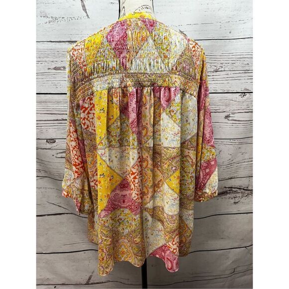 Rose & Olive 1X yellow and pink blouse - 2786 - Picture 2 of 4